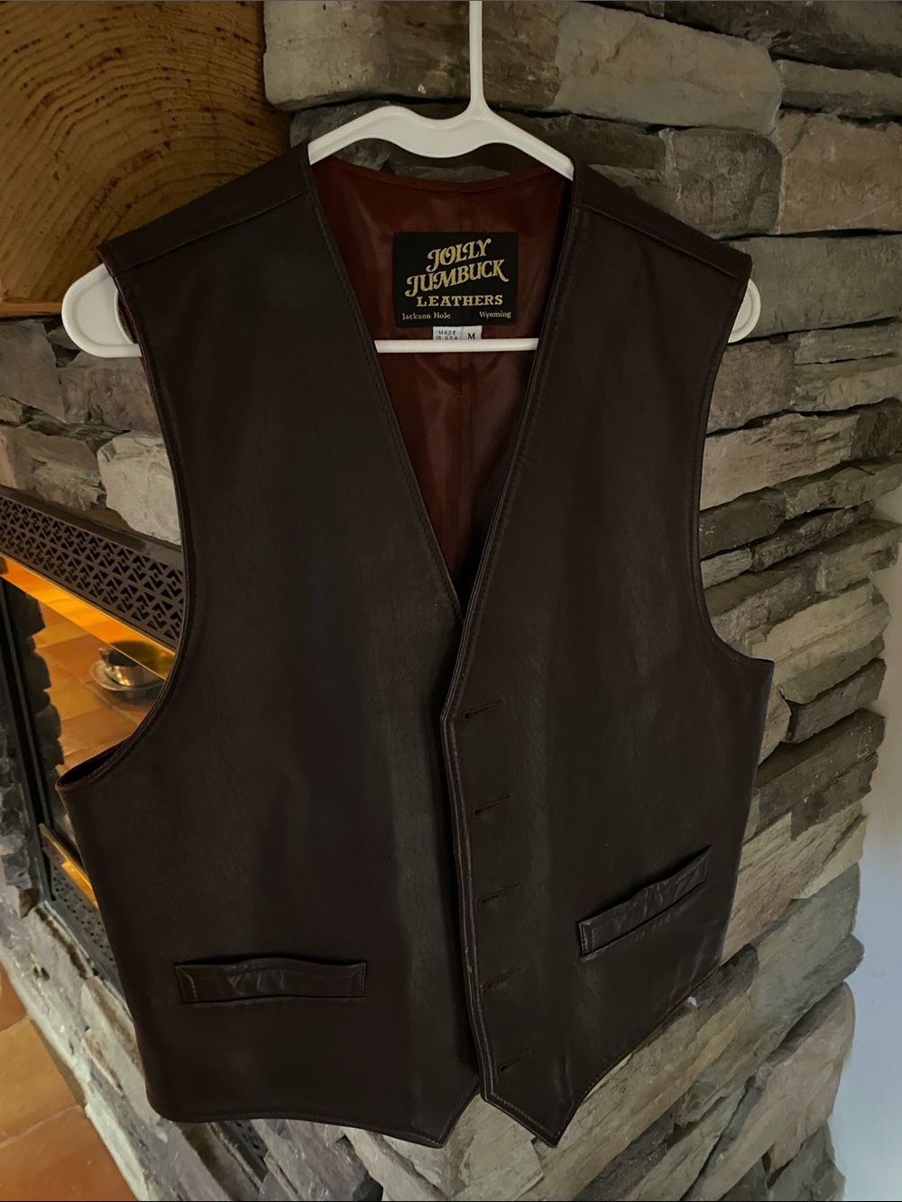 Men's Brown Leather Vest - Classic V-Neck Waistcoat